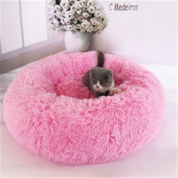 Fluffy Round Pet Bed – Plush Donut Bed for Dogs & Cats of All Sizes