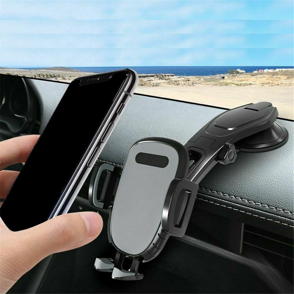 Universal Car Phone Mount – Dashboard & Windshield Holder with One-Touch Lock and 360° Rotation