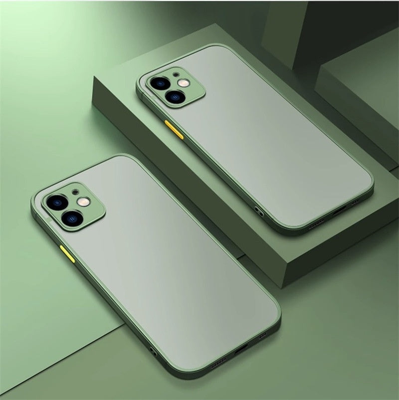 Frosted Acrylic 3D iPhone Case – Drop-Proof Color Block Matte Cover