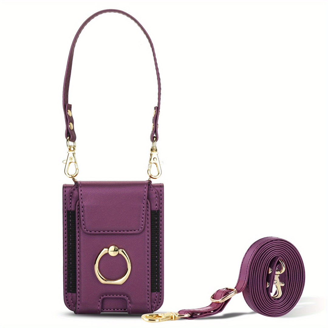 AWQUER Wallet Case for Galaxy Z Flip – Lanyard, Stand & Card Holder