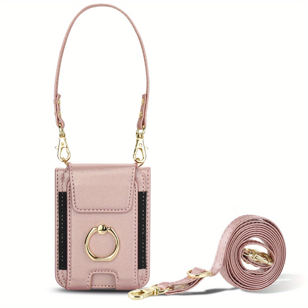 AWQUER Wallet Case for Galaxy Z Flip – Lanyard, Stand & Card Holder