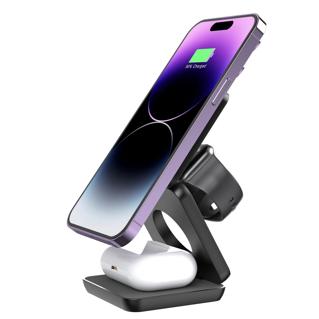 3-in-1 Foldable Magnetic Wireless Charger – Fast Qi Charging for Phone, AirPods & Smartwatch – car-accessory