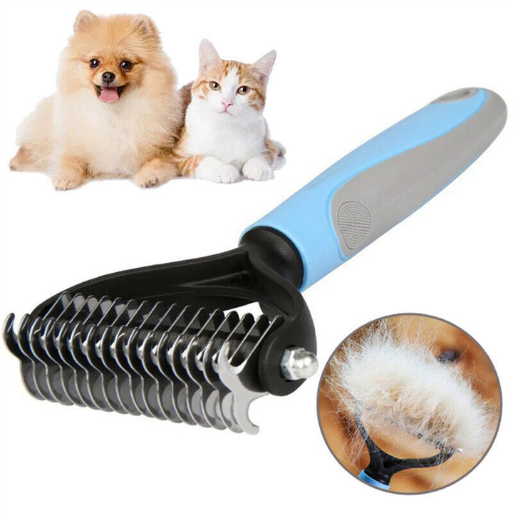 Dual-Sided Dematting & Deshedding Pet Comb – Undercoat Rake for Dogs & Cats – grooming kit