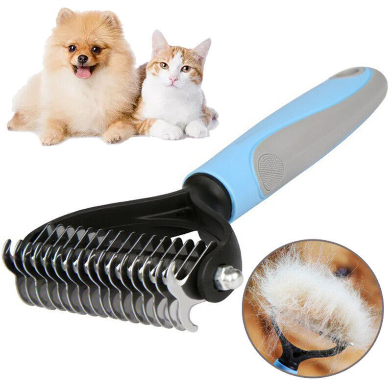 Dual-Sided Dematting & Deshedding Pet Comb – Undercoat Rake for Dogs & Cats – grooming kit