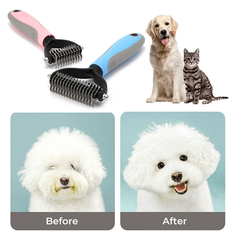 Dual-Sided Dematting & Deshedding Pet Comb – Undercoat Rake for Dogs & Cats