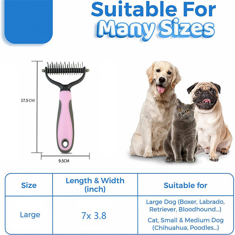 Dual-Sided Dematting & Deshedding Pet Comb – Undercoat Rake for Dogs & Cats