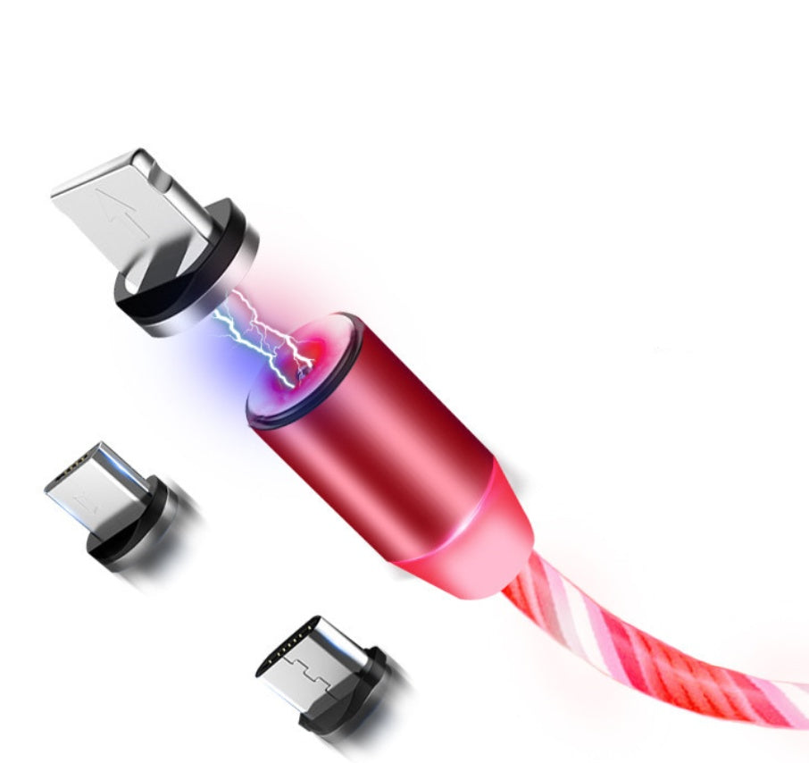 Circular Magnetic Charging Cable – LED Light, 2.1A Fast Charge for iPhone & Android