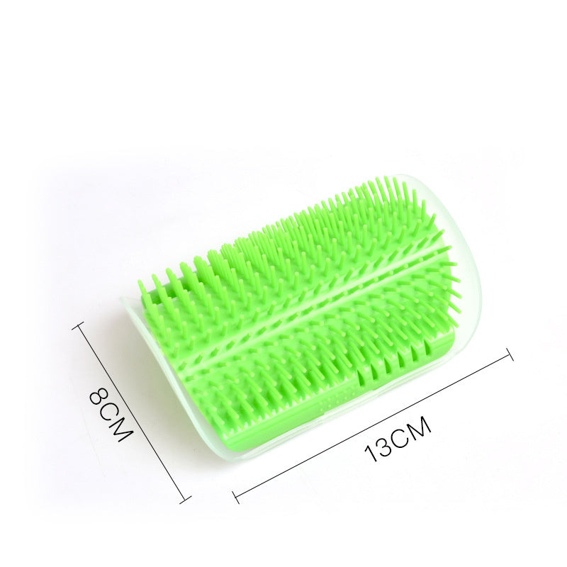 Wall-Mount Cat Self-Grooming Brush – Corner Scratcher & Massager with Catnip