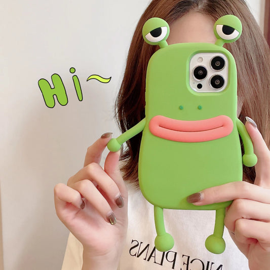 3D Cartoon Frog iPhone 12 / 12 Pro Case – Kawaii Shockproof Silicone Cover – phone-case
