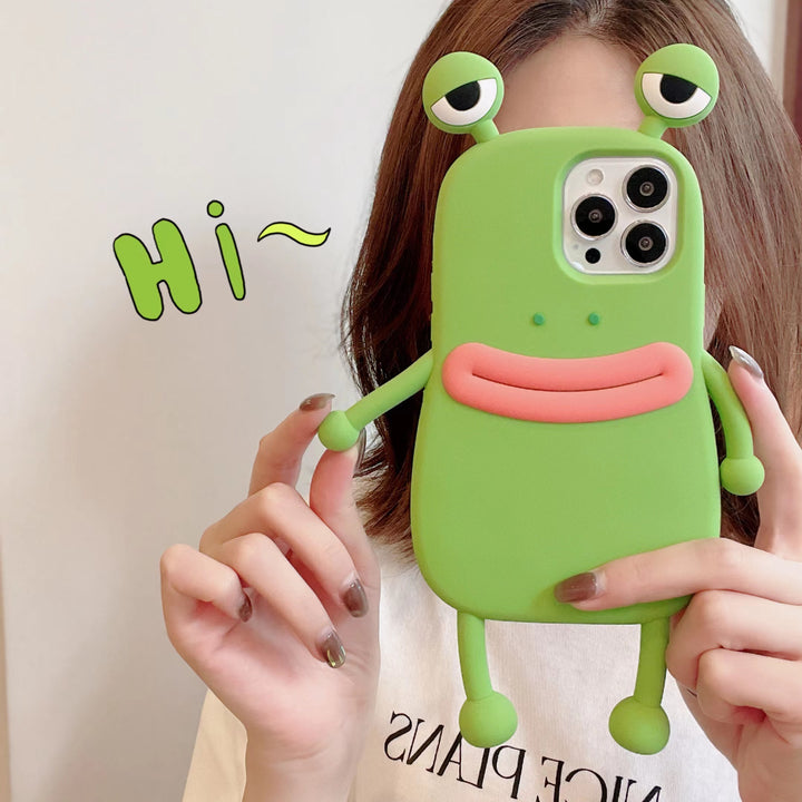 3D Cartoon Frog iPhone 12 / 12 Pro Case – Kawaii Shockproof Silicone Cover – phone-case