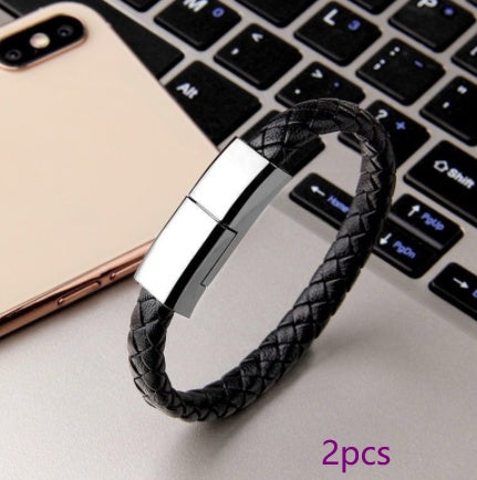 2-in-1 Leather USB Charging Bracelet – Wearable Charging Cable – power-bank