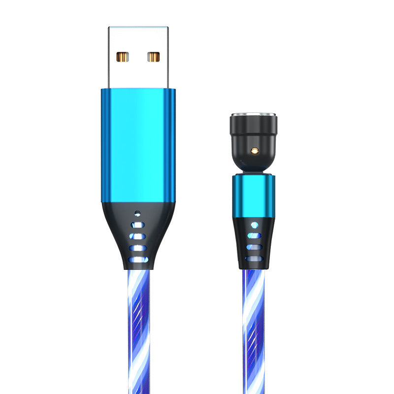 LED Magnetic Charging Cable – 540° Rotating 3-in-1 Fast Charger with Flowing Light