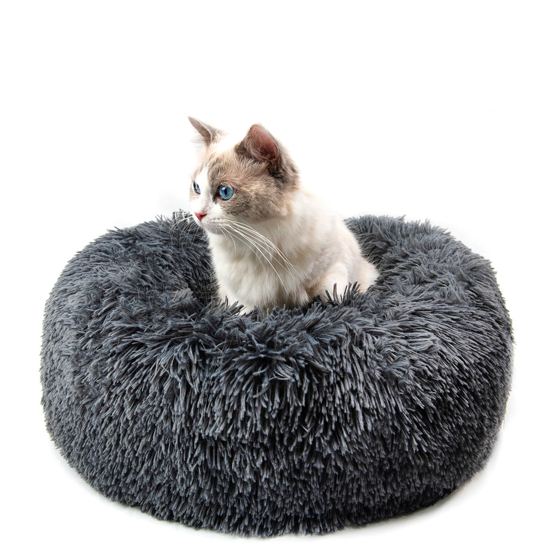Plush Donut Calming Bed – Orthopedic Anti-Anxiety Pet Nest for Dogs & Cats