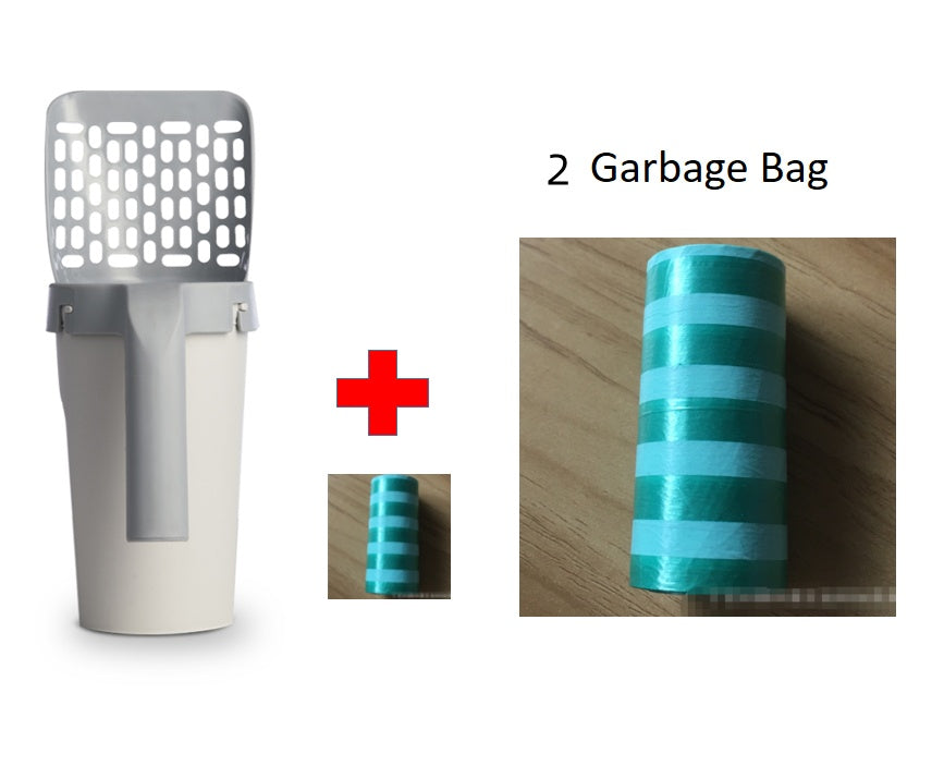 Integrated Cat Litter Scoop with Waste Bag Holder – Hygienic All-in-One Cleaning Tool