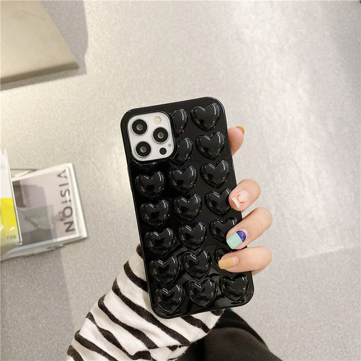 3D Love TPU iPhone Case – Cute Korean Style Heart Pattern Cover – phone-case