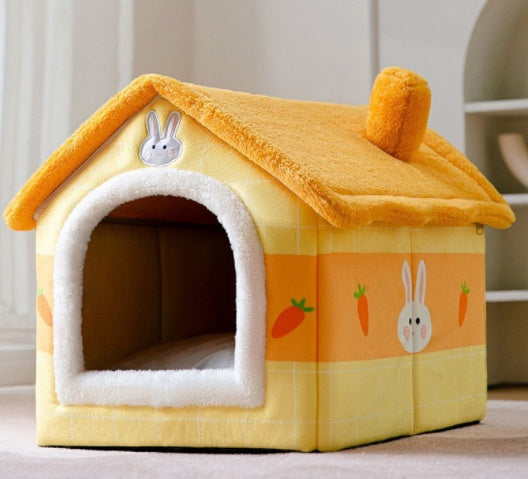 Self-Warming Plush Pet Nest Bed – Cozy Indoor Bed for Cats & Small Dogs