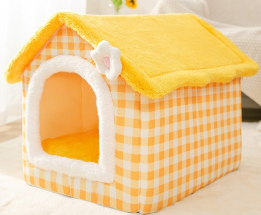 Self-Warming Plush Pet Nest Bed – Cozy Indoor Bed for Cats & Small Dogs