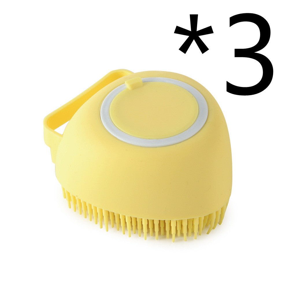 Silicone Pet Bath & Massage Brush – Gentle Grooming Tool with Shampoo Dispenser