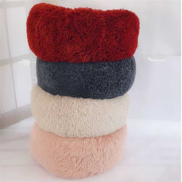 Fluffy Round Pet Bed – Plush Donut Bed for Dogs & Cats of All Sizes