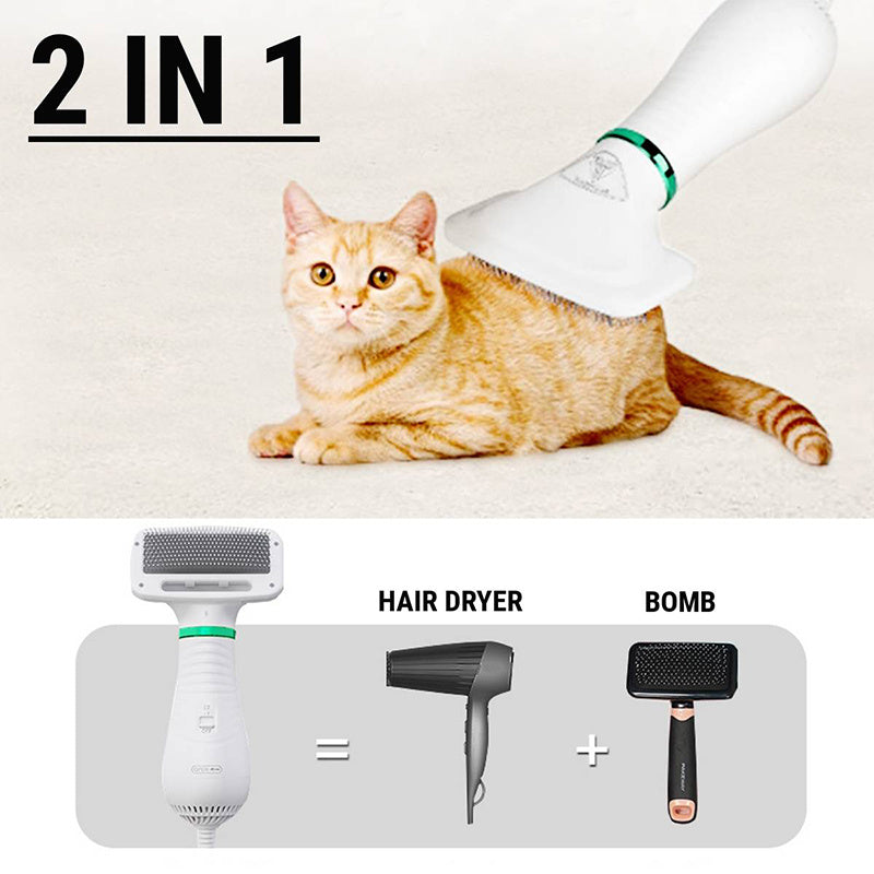 2-in-1 Pet Hair Dryer & Grooming Comb – Quiet Dryer with Safe Heat for Dogs & Cats – grooming kit