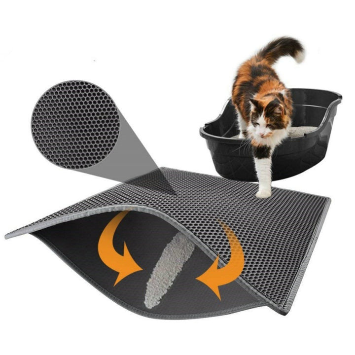 Beehive Cat Litter Mat – Waterproof, Double-Layer EVA Trap Design – grooming kit