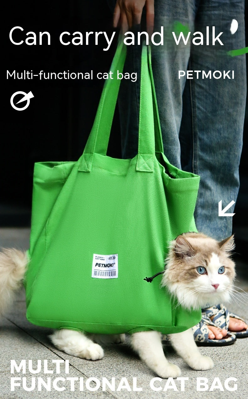 Canvas Pet Backpack Carrier – Comfortable & Breathable Travel Bag for Small Dogs & Cats (Green)
