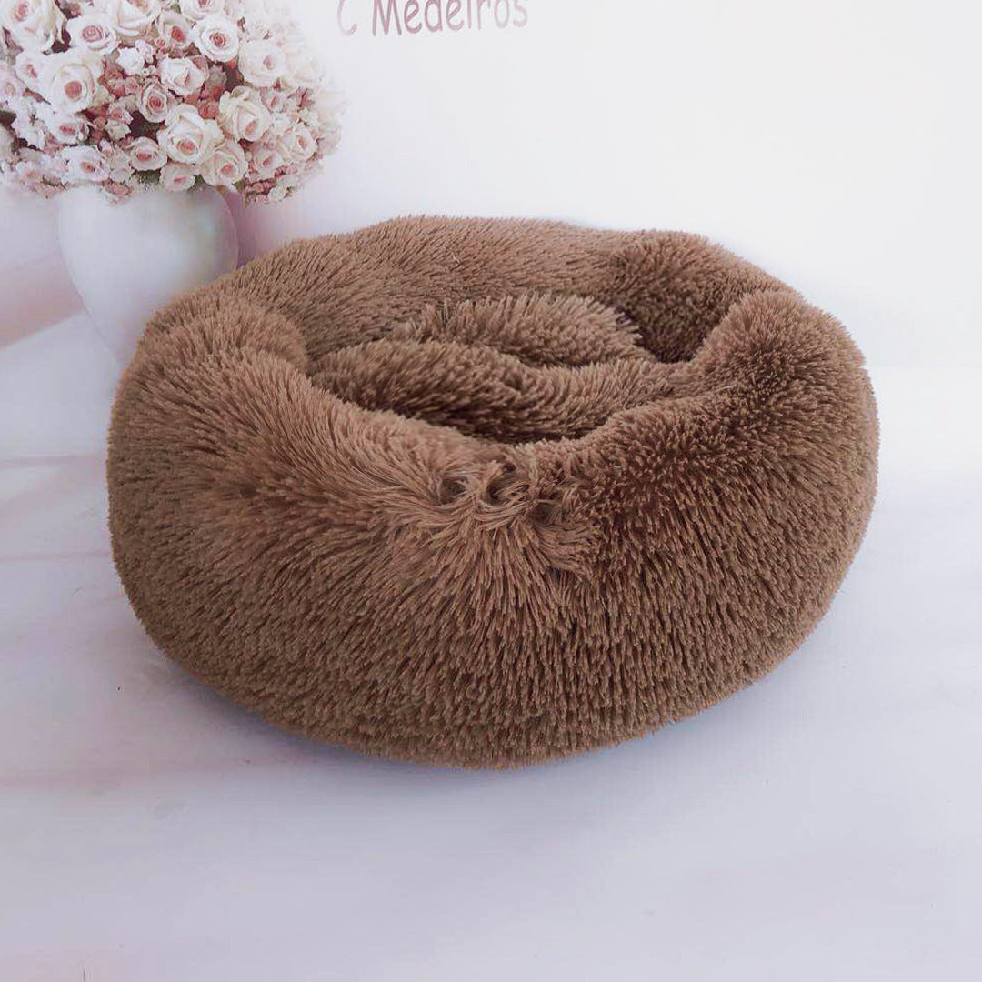 Plush Donut Pet Bed – Calming Nest for Dogs & Cats in 13 Colors
