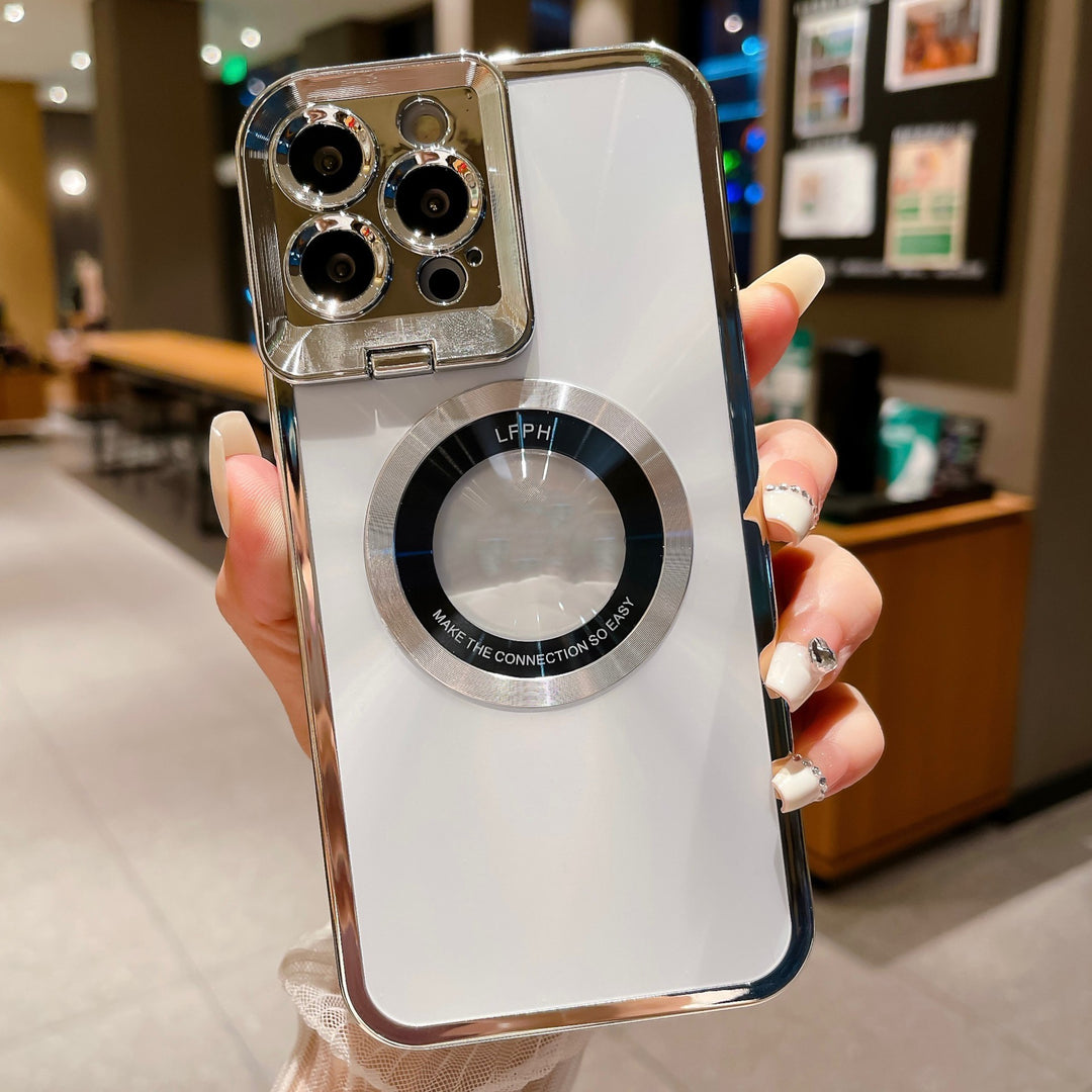 Electroplated Phone Case Luxury Plating CD Pattern Magsafe Bracket Case For  12 13 14 Pro Max Invisible Camera Stand Holder Lens Holder Magnetic Suction - JEFF's Favorite Picks