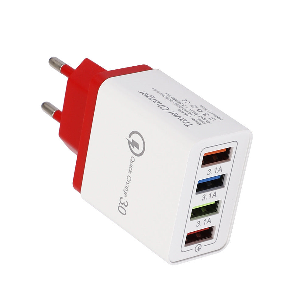 4-Port USB Wall Charger with Quick Charge 3.0 – EU/US Plug | Fast Multi-Device Charging – power-bank