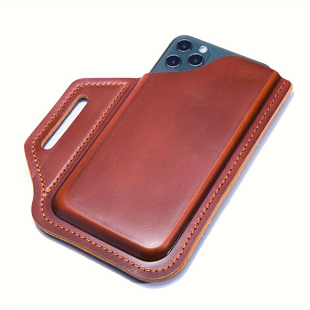 Genuine Leather Belt Phone Pouch – Slim, Hands-Free & Retro