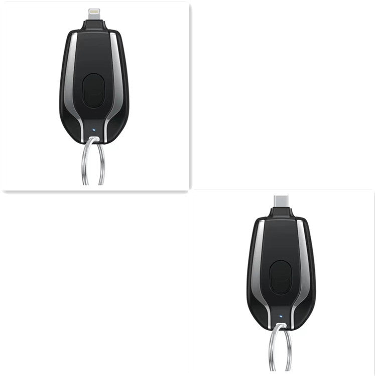Mini Keyring Power Bank with Built-in Lightning or Type-C Cable – 1500mAh Emergency Charger