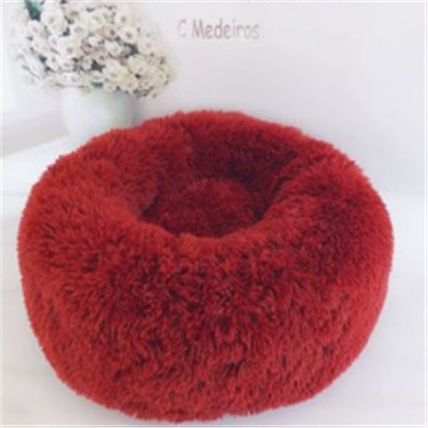 Fluffy Round Pet Bed – Plush Donut Bed for Dogs & Cats of All Sizes