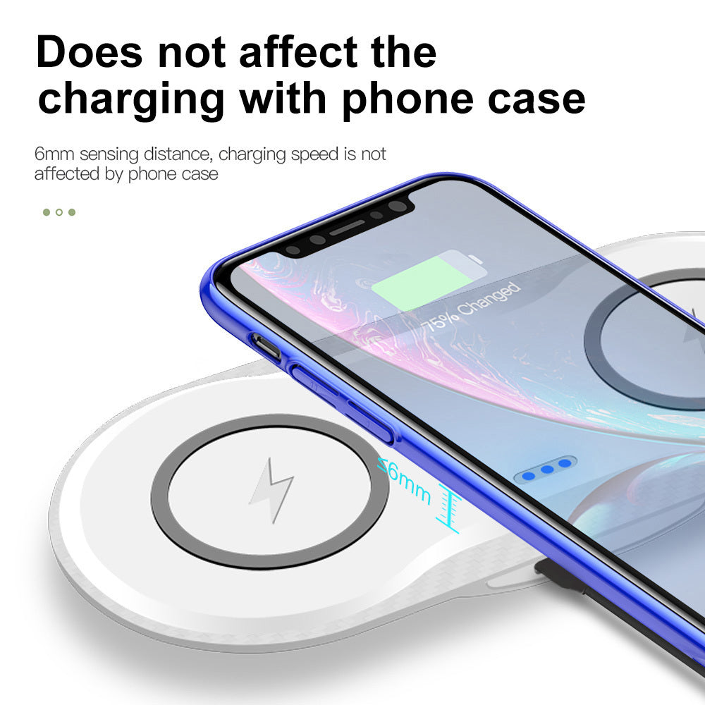 Dual Wireless Charger – 2-in-1 Qi-Certified Fast Charging Pad for iPhone & Android