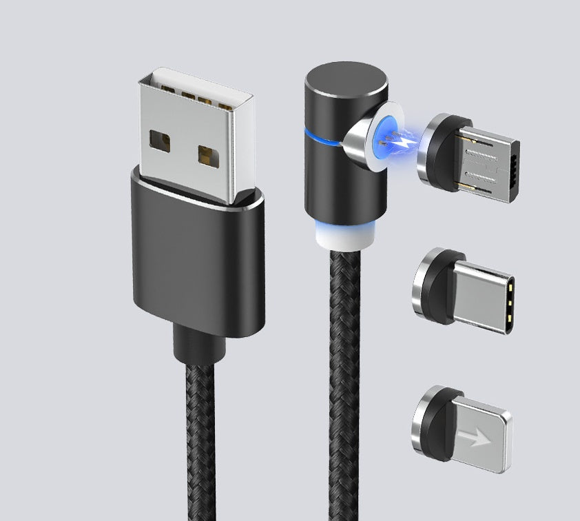 360° Magnetic Charging Cable – Fast Charge with LED for iPhone, Android & Type-C – car-accessory