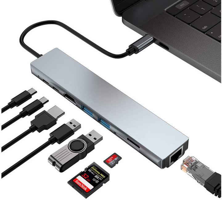 8-Port USB Hub Splitter – Aluminum Alloy, Plug & Play Expansion for Laptop & PC – tech-gadget