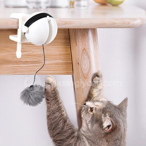 Electric Cat Toy Ball with Fur & Rope – Self-Moving Chase Toy