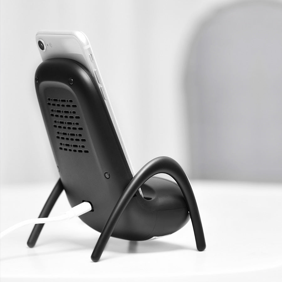 Amplified Wireless Charger – 2-in-1 Qi Charging Stand with Built-In Speaker