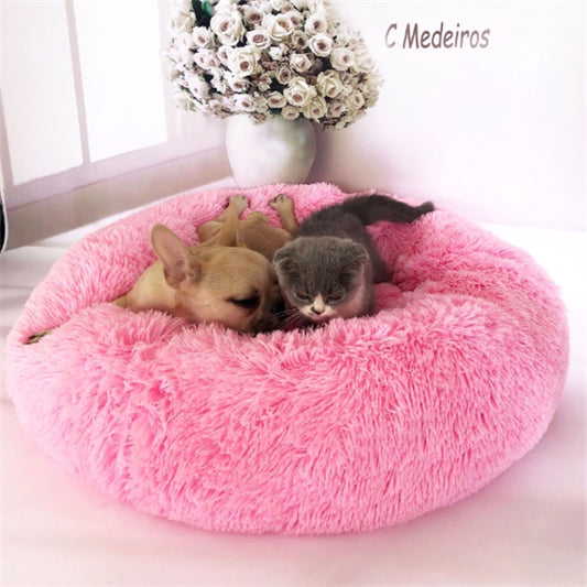 Fluffy Round Pet Bed – Plush Donut Bed for Dogs & Cats of All Sizes – grooming kit