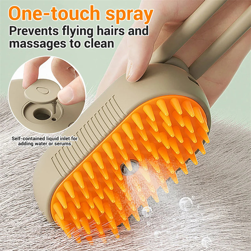 3-in-1 Electric Steam Pet Brush – Anti-Static Grooming Tool for Dogs & Cats – grooming kit