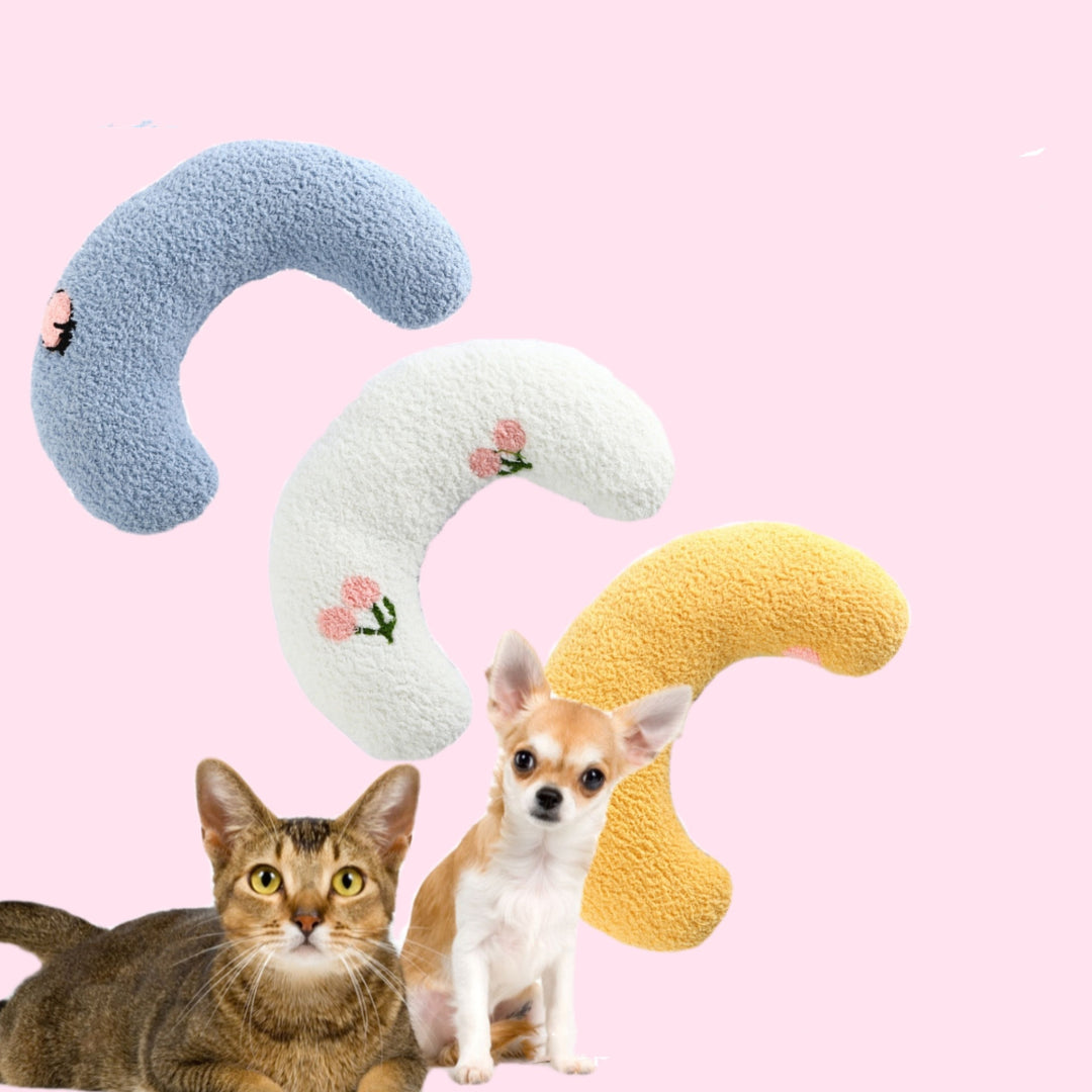 Plush Pet Calming Pillow – Half Donut Bed for Small Dogs & Cats (Up to 10 lbs)