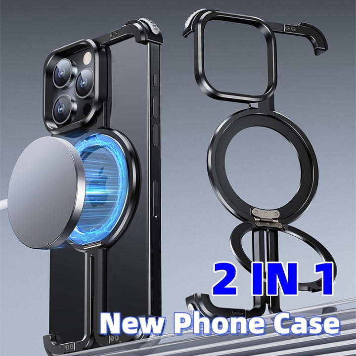 Magnetic Metal iPhone Case – Shockproof with Built-in Kickstand & Heat Dissipation – cute-accessory