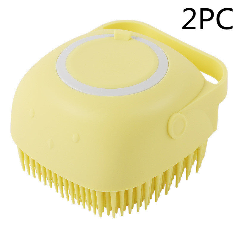 Silicone Pet Bath & Massage Brush – Gentle Grooming Tool with Shampoo Dispenser
