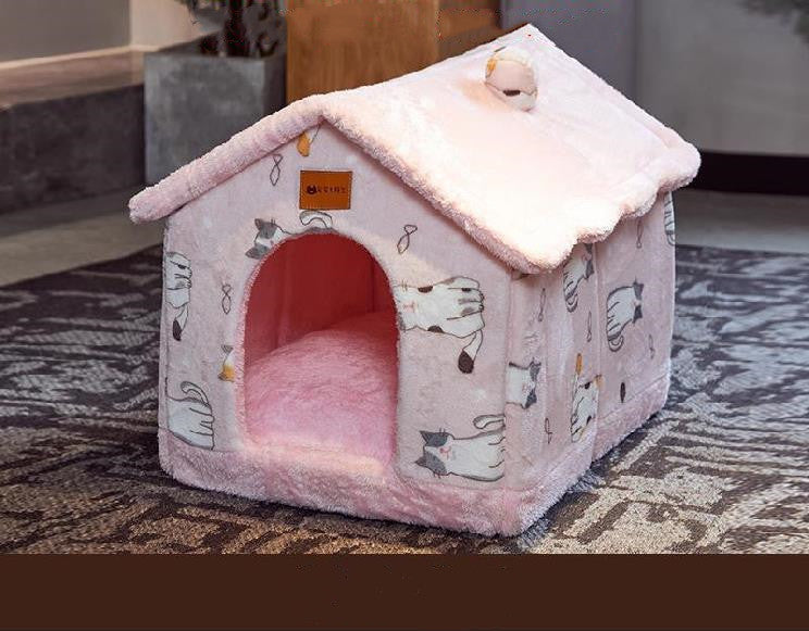 Self-Warming Plush Pet Nest Bed – Cozy Indoor Bed for Cats & Small Dogs