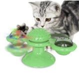 Rotating Windmill Cat Toy with Suction Cup – LED Ball & Catnip for IQ Play