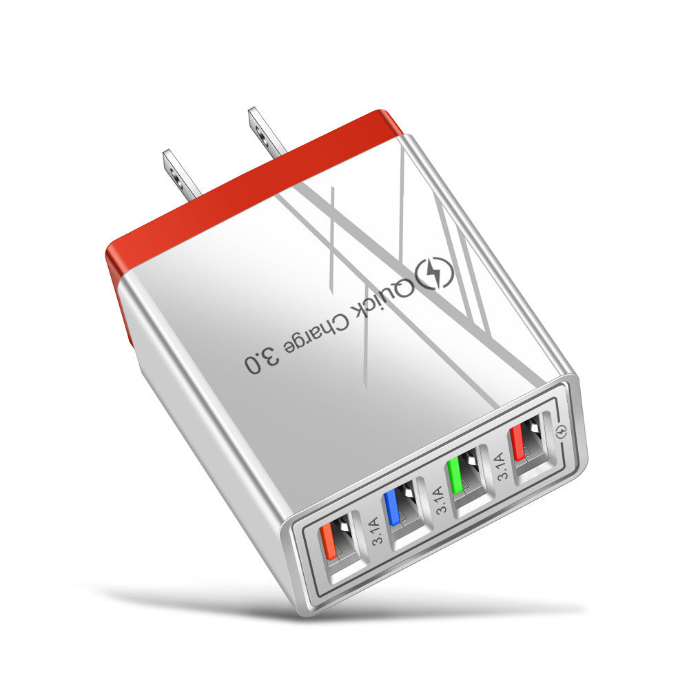 4-Port USB Wall Charger with Quick Charge 3.0 – EU/US Plug | Fast Multi-Device Charging – power-bank