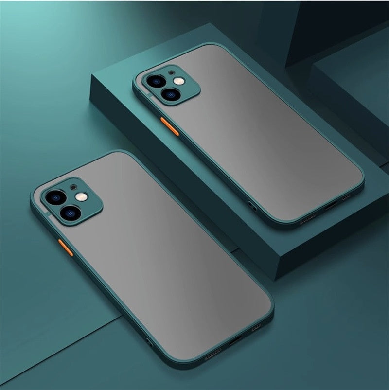 Frosted Acrylic 3D iPhone Case – Drop-Proof Color Block Matte Cover