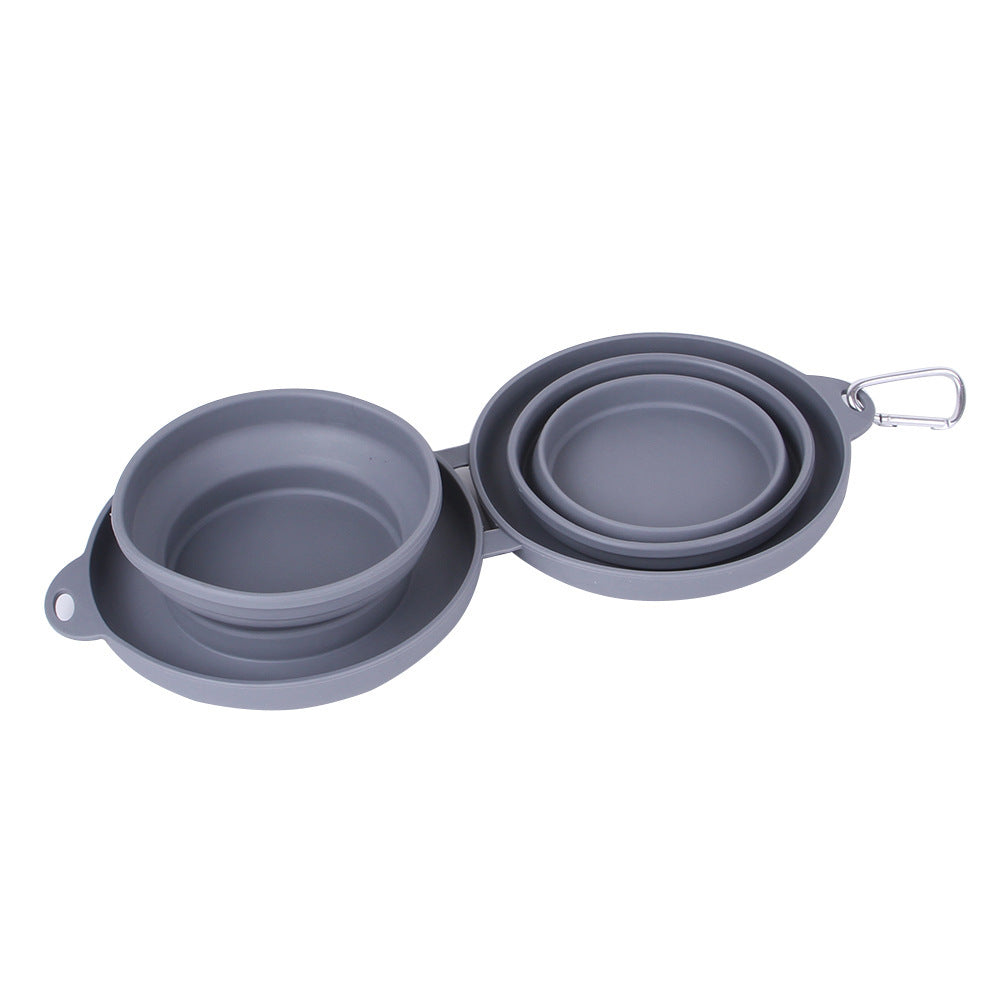 Collapsible Double Dog Bowl – Travel-Ready Silicone Pet Feeder