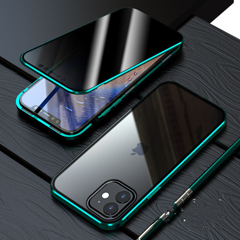 Anti-Peep Magnetic Privacy iPhone Case – Metal + Tempered Glass