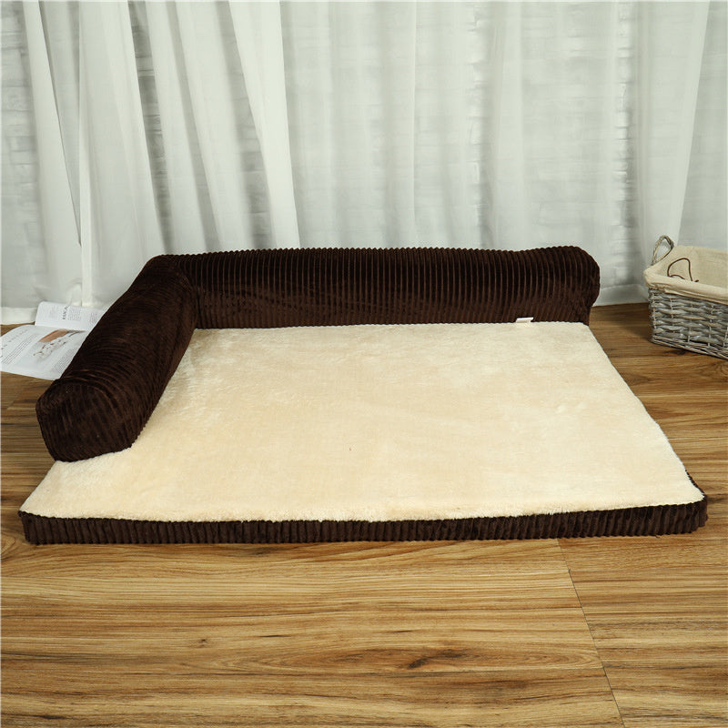 Corduroy Pet Sofa – Washable, Soft Bed for Cats & Dogs (S–XL)