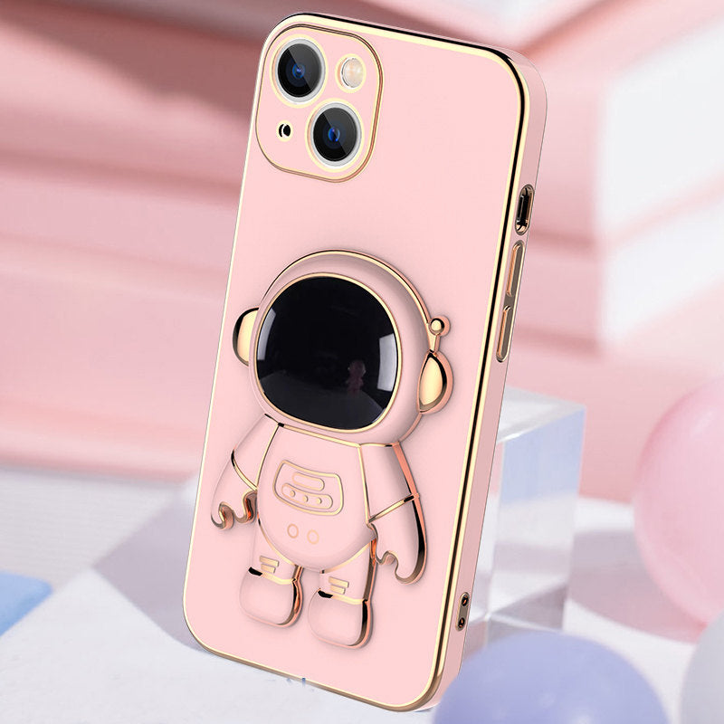 3D Astronaut iPhone Case – Electroplated Shockproof TPU with Kickstand – phone-case